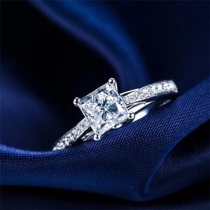 1.27Ct~6.09mm Princess Cut Sterling Silver Solitaire Ring
